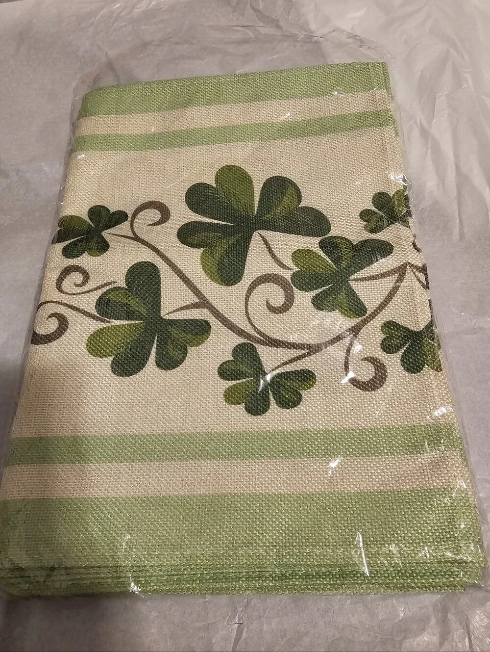Shamrock New Table Runners with striped borders, 107 in Long, 12 in Wide